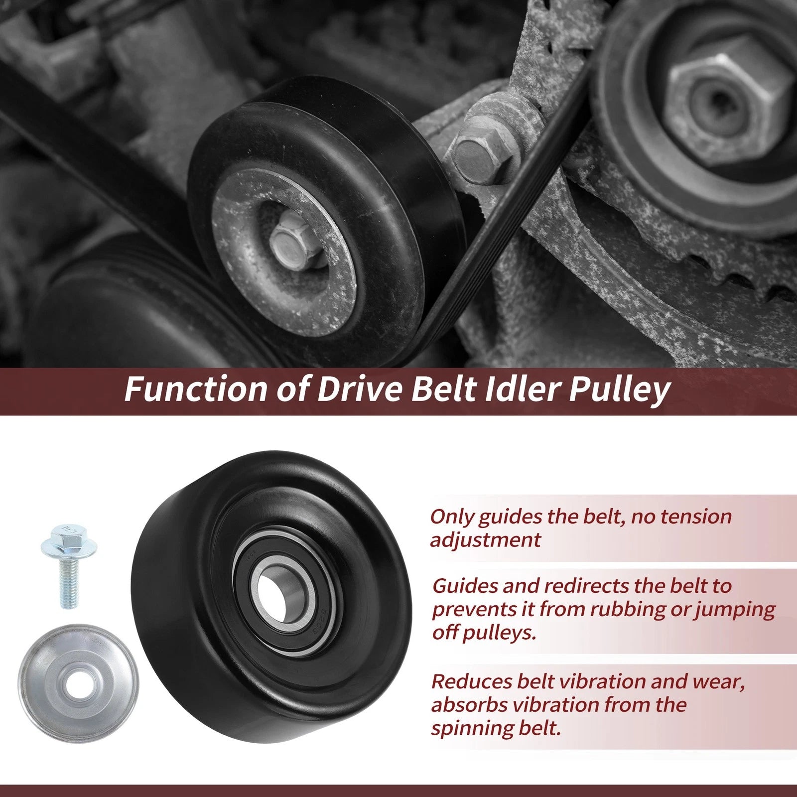 Accessory Drive Belt Idler Pulley Replacement for Subaru Forester Impreza (2009–2014)