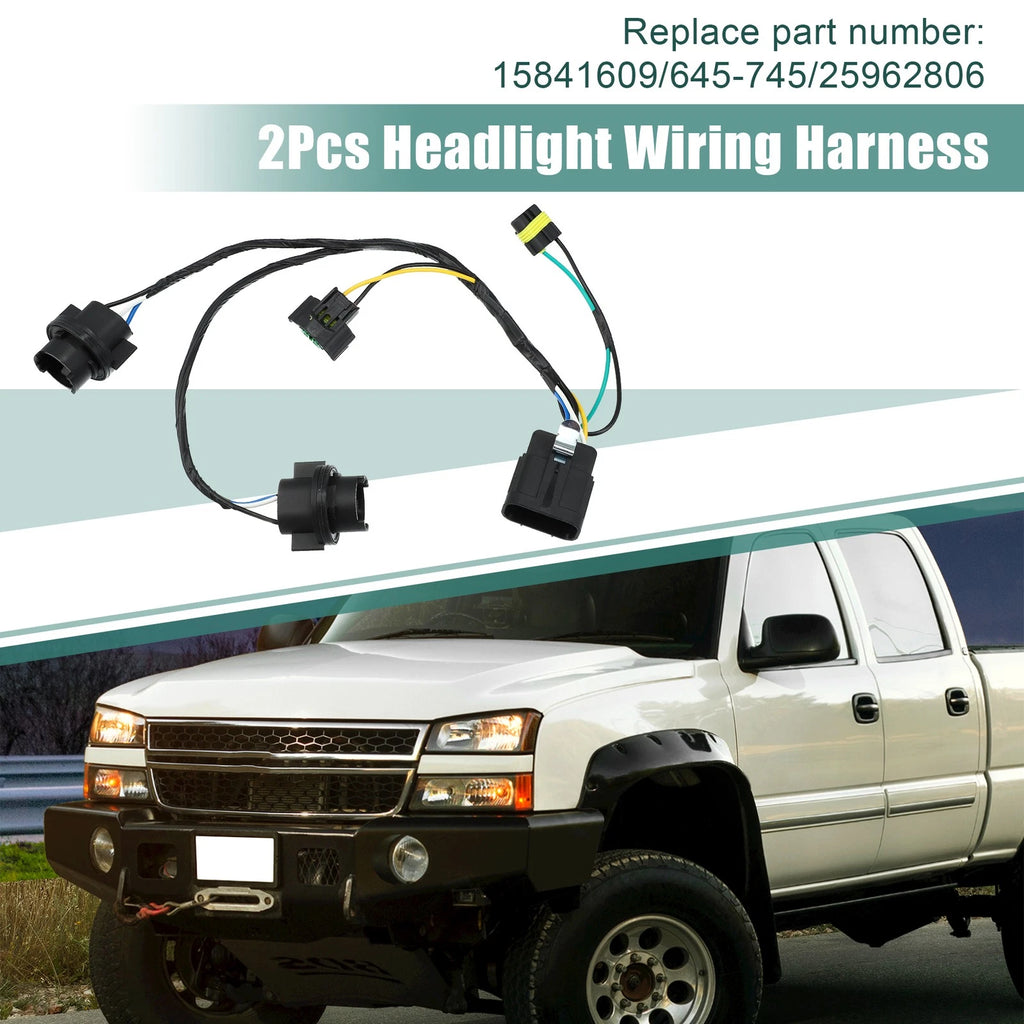 Headlight Wiring Harness Set for Chevrolet Silverado 2007-2013 GMC 25962806