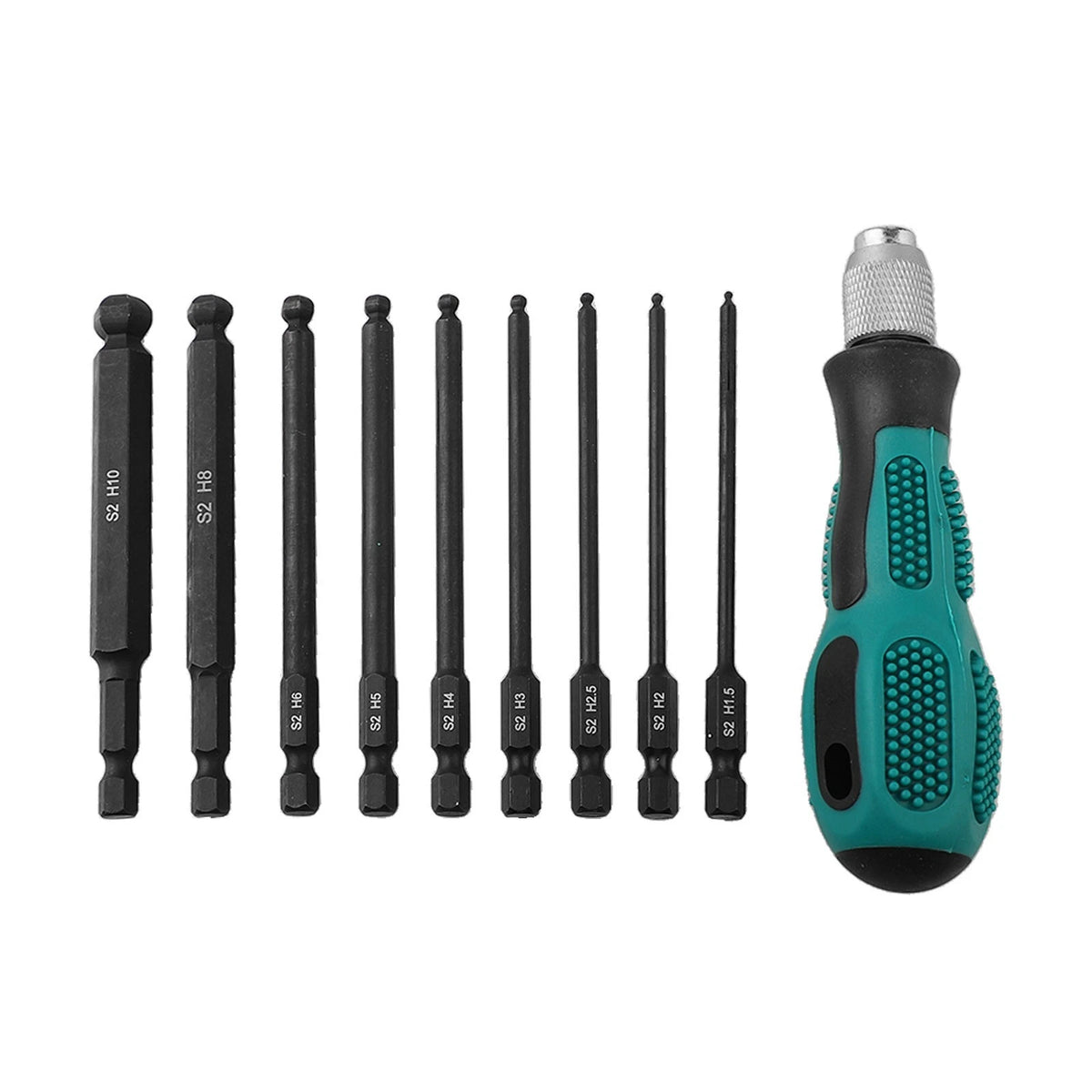 Ball End Hex Bit Set for Limited Space and Angled Surfaces (100mm Length)