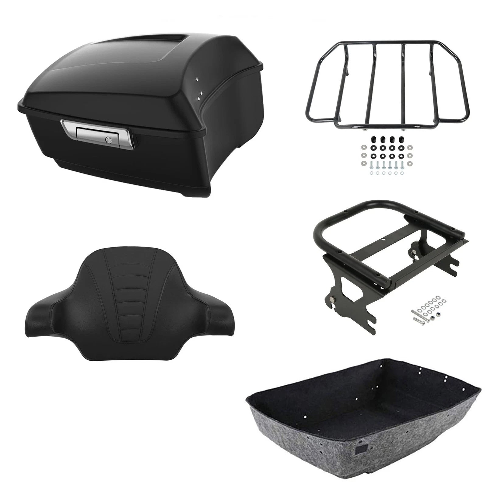 Matte Black Trunk Backrest Pad Mount Rack for Harley Road Glide (1997–2008)