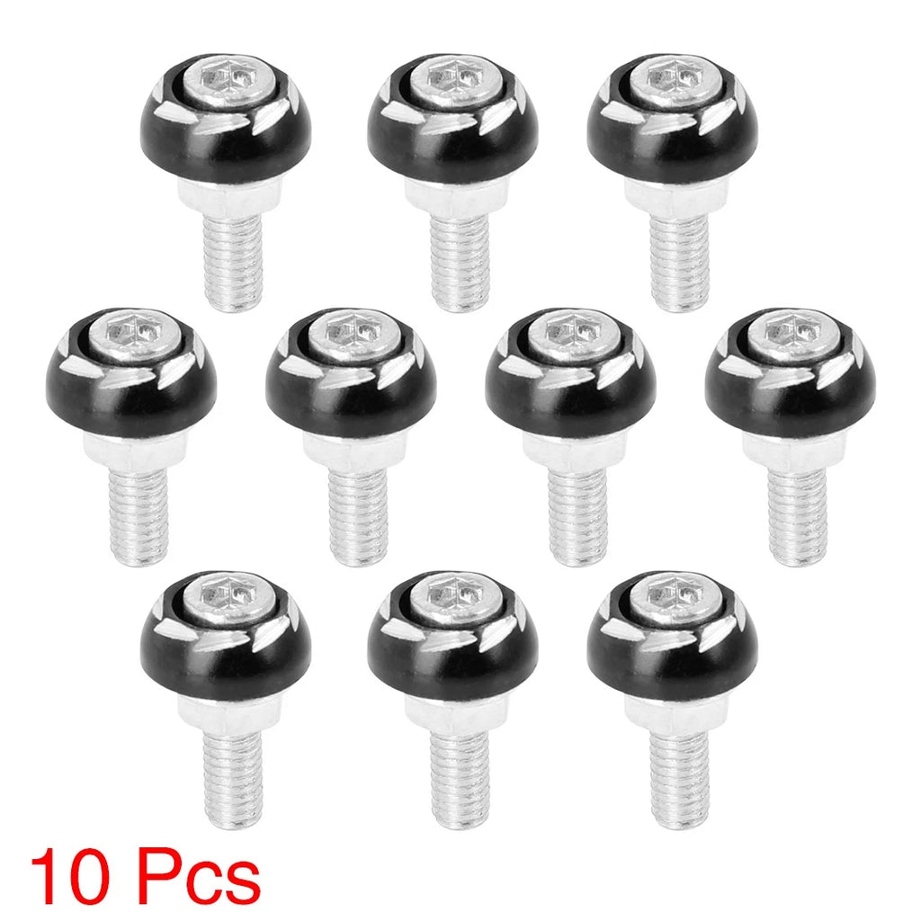 10 Pack 6mm Motorcycle License Plate Frame Bolt Screw for Universal Fit (—)