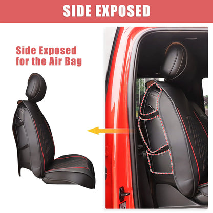 Set of 5 Front Rear Seat Covers for GMC Sierra Black Red
