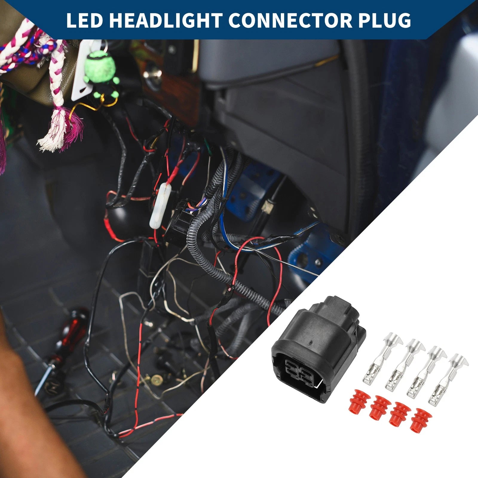 4 Pin LED Headlight Connector Plug Female Wire Terminal for Honda (1 Set)