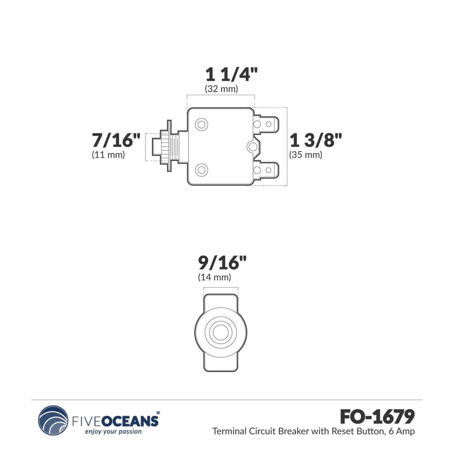 6 Amp Circuit Breaker with Reset Button for Five Oceans FO1679