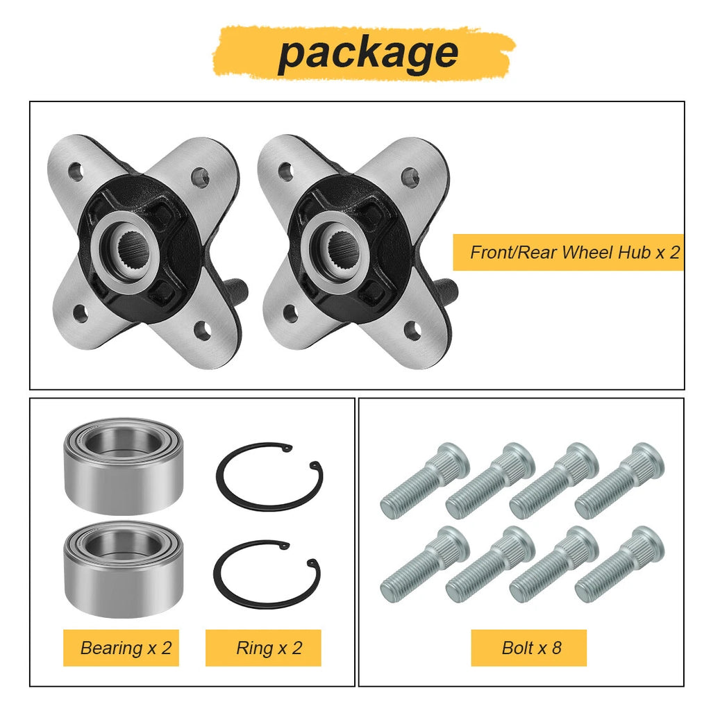 2X Front/Rear Wheel Hubs & Bearing Bolts Kit for Polaris RZR 1000 900 (2015–2025)