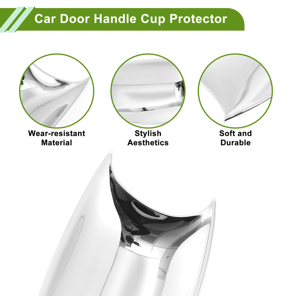 Car Door Handle Cup Protector Kit for Hyundai Festa Chrome Silver (4 Pcs)
