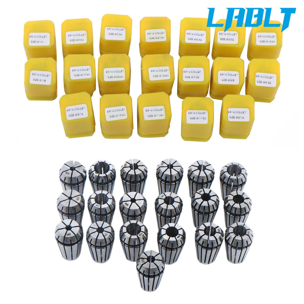 19-Pcs ER16 Collet Set for (Complete Sizes 1/16 to 1/64)