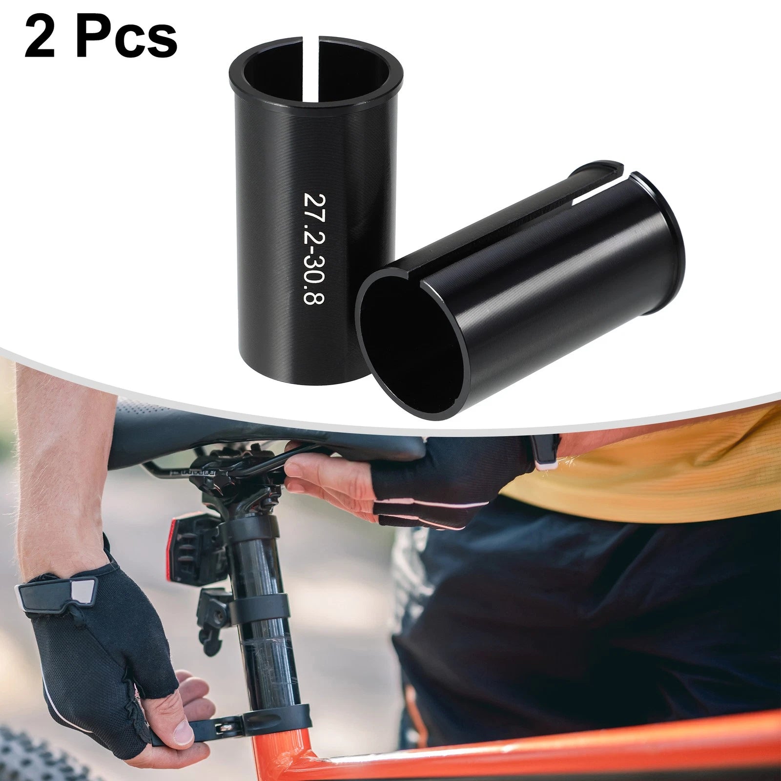 Seat Post Adapter Reducing Sleeve 27.2 to 30.8mm for Bicycle (2 Pcs)