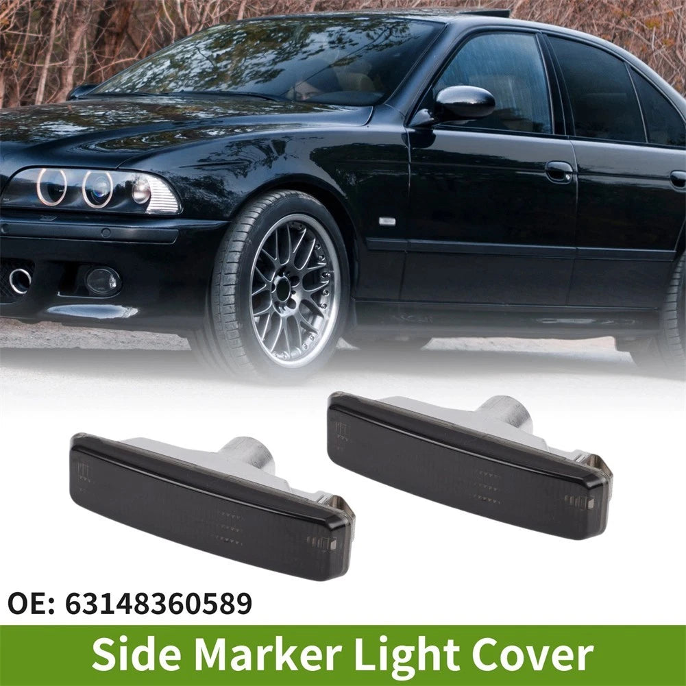 2X Smoke Plastic Side Marker Light Cover for BMW E39 (1997–2003)