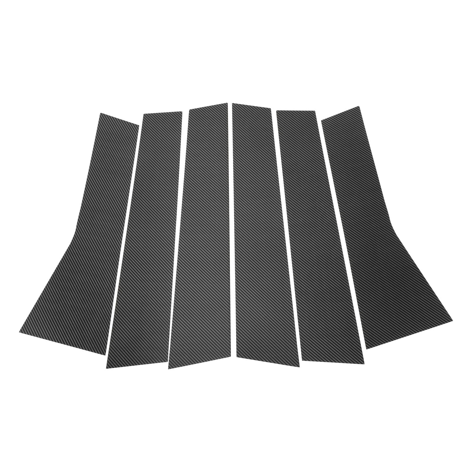 6 Pcs Door Pillar Window Trim for Mitsubishi (Carbon Fiber Pattern) (Black) (2000–2015)