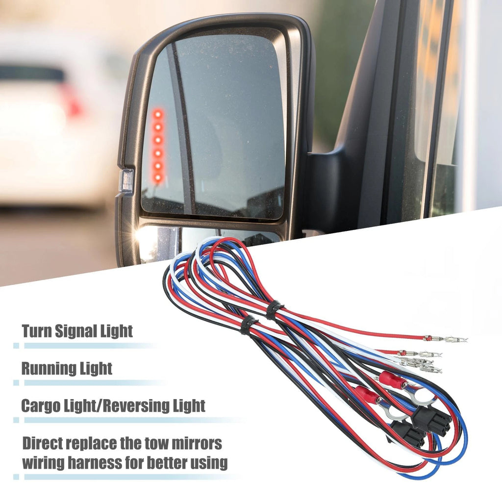 2pc Tow Mirror Wiring Harness for Chevy Silverado GMC Sierra (2014–2018)