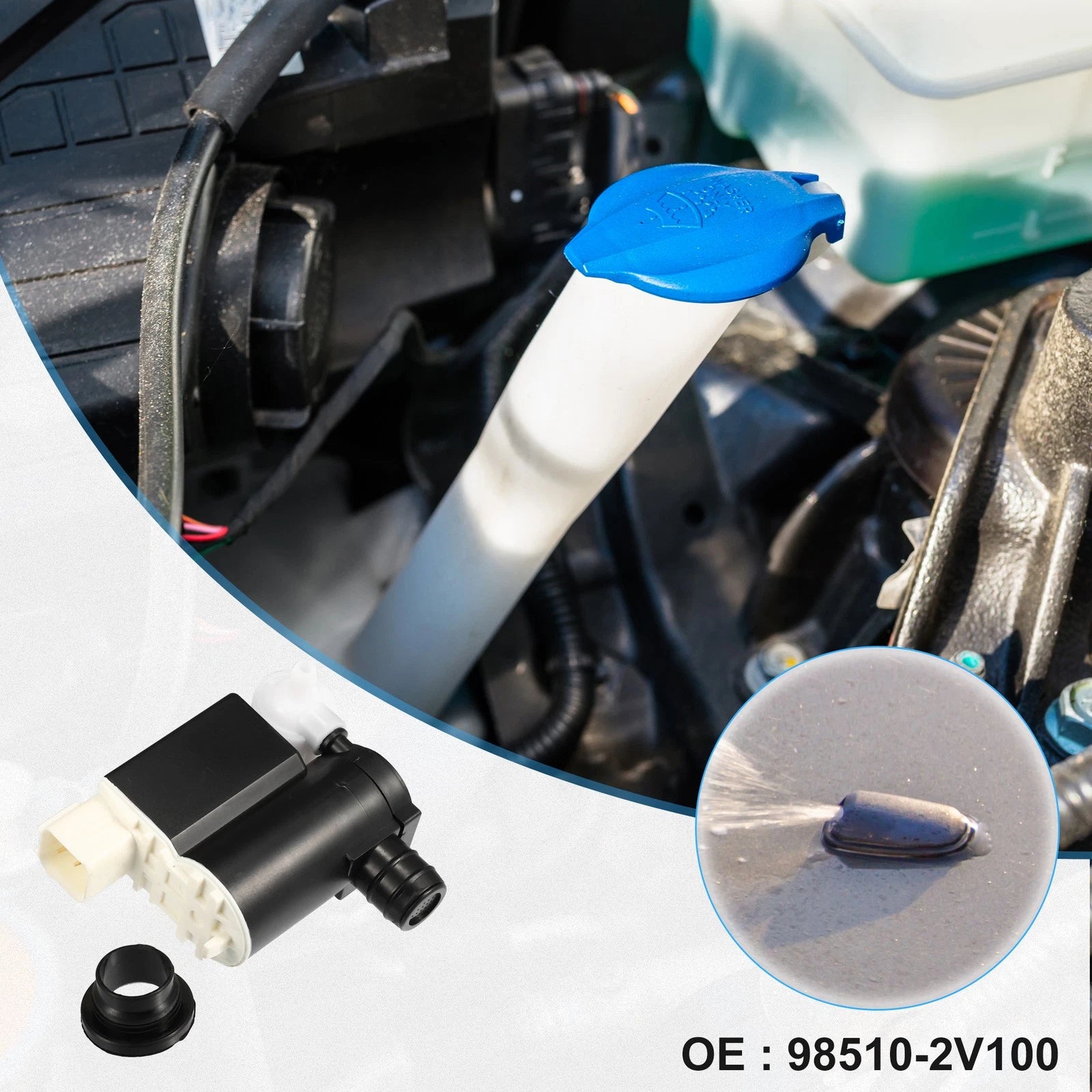 Windshield Washer Motor Pump with Grommet for Hyundai Veloster (2012–2017)