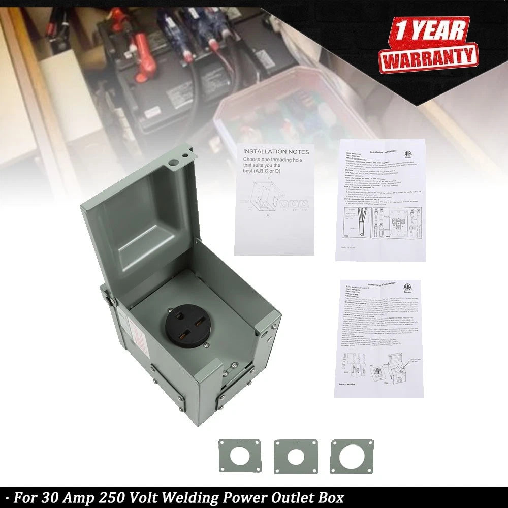 NEMA 6-30R 30 Amp 250 Volt Welding Power Outlet Box for