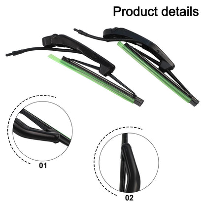 Headlight Wiper Set for Volvo S80 (1999–2006) 2Pcs Black Plastic
