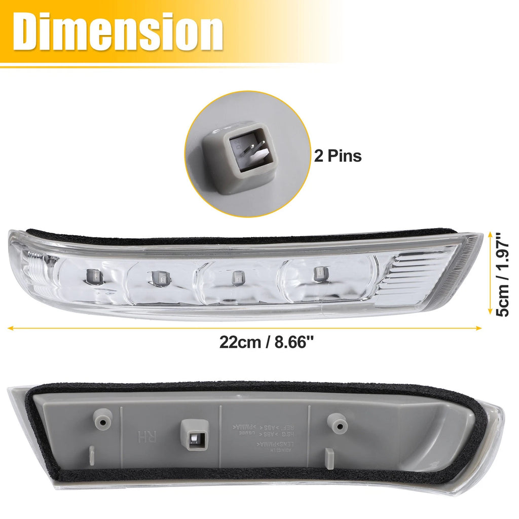 Mirror Turn Signal Light LED Left Right Pair for Hyundai Santa Fe (2007–2012)