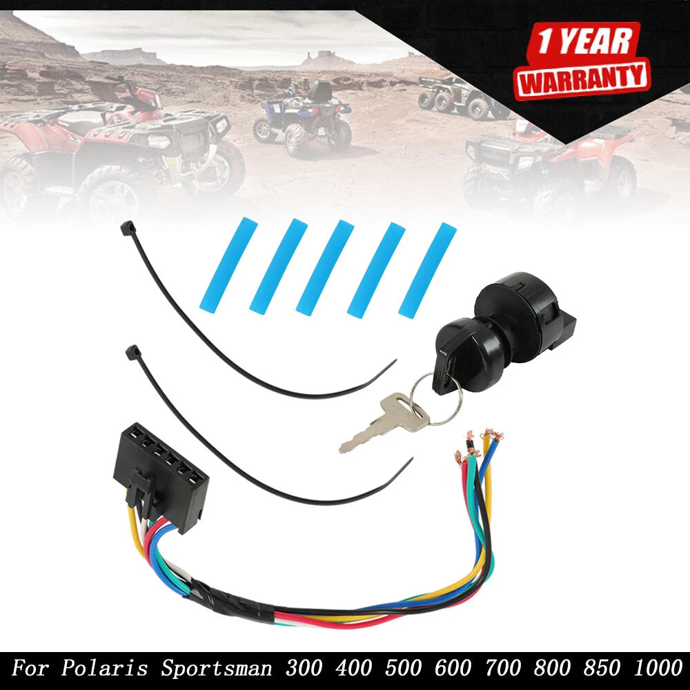 6Pin Ignition Key Switch & Harness for Polaris Sportsman 300 400 500 (1996–2007)