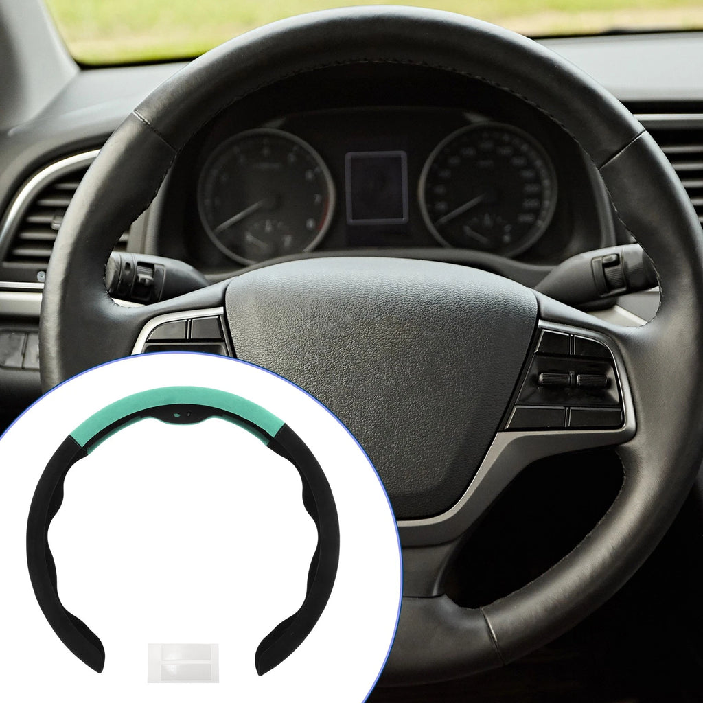 Steering Wheel Cover for Universal Fit (14.96", Black/Celeste Blue)