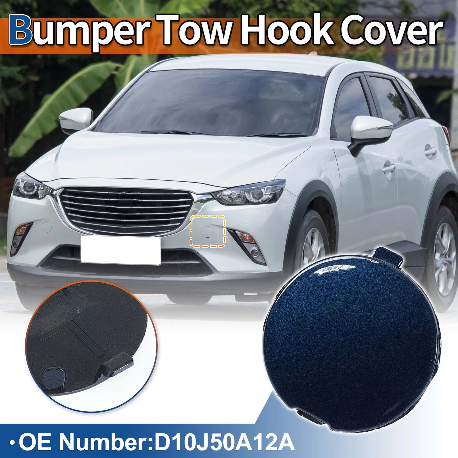 Front Tow Hook Cover Replacement for Mazda No.D10J50A12A (2008–2015)
