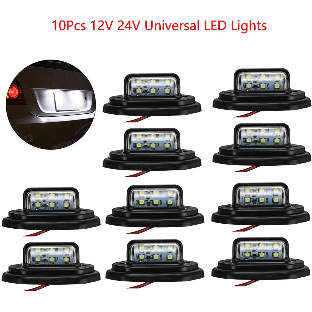10Pc LED License Plate Light for Boat Accessories (12V–24V)