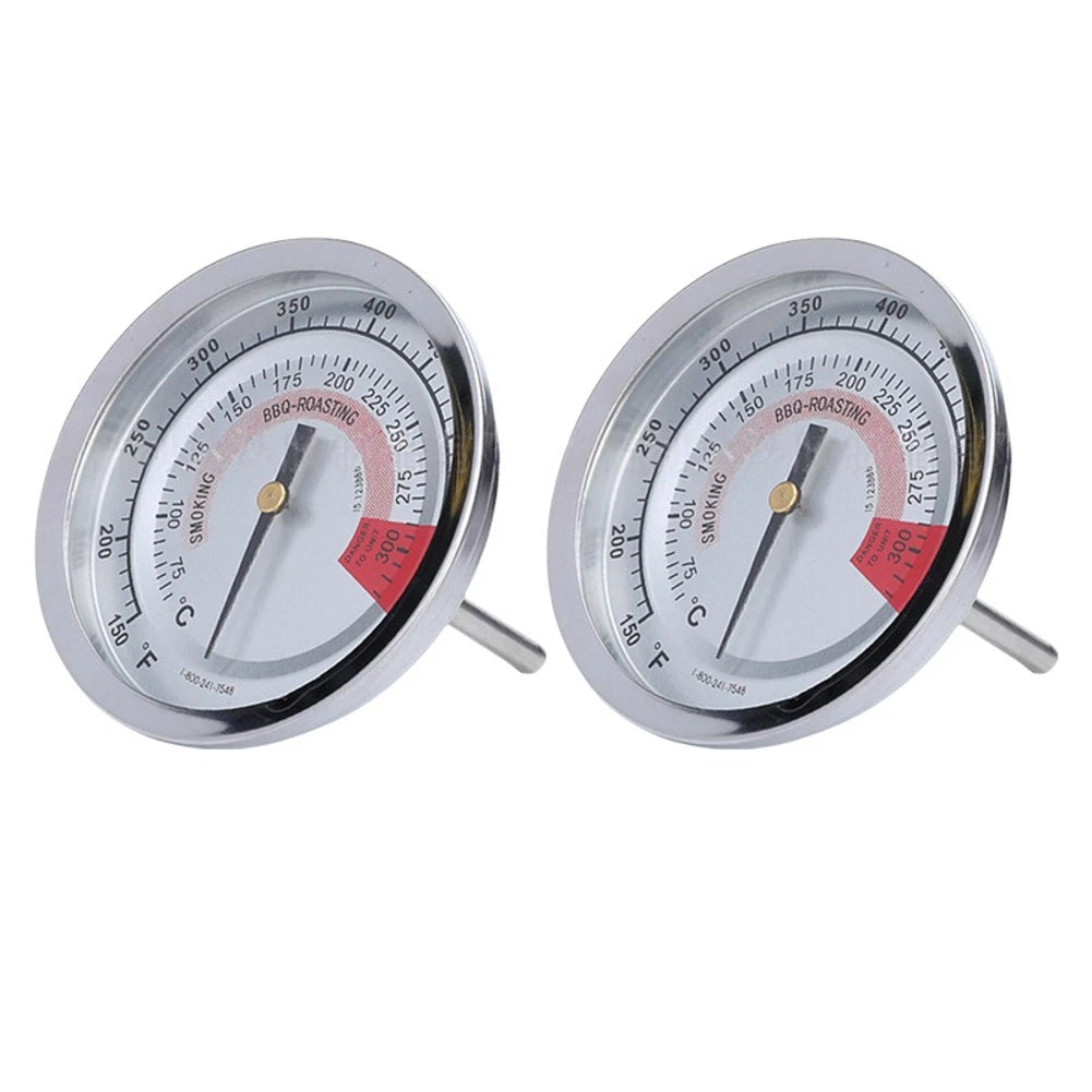 BBQ Lid Thermometer Gauge for Grills (Stainless Steel)