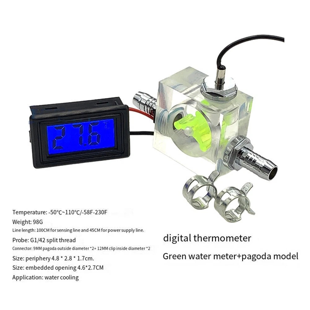 LED Thermometer & Flow Meter for Cooling Systems (Universal Fit)