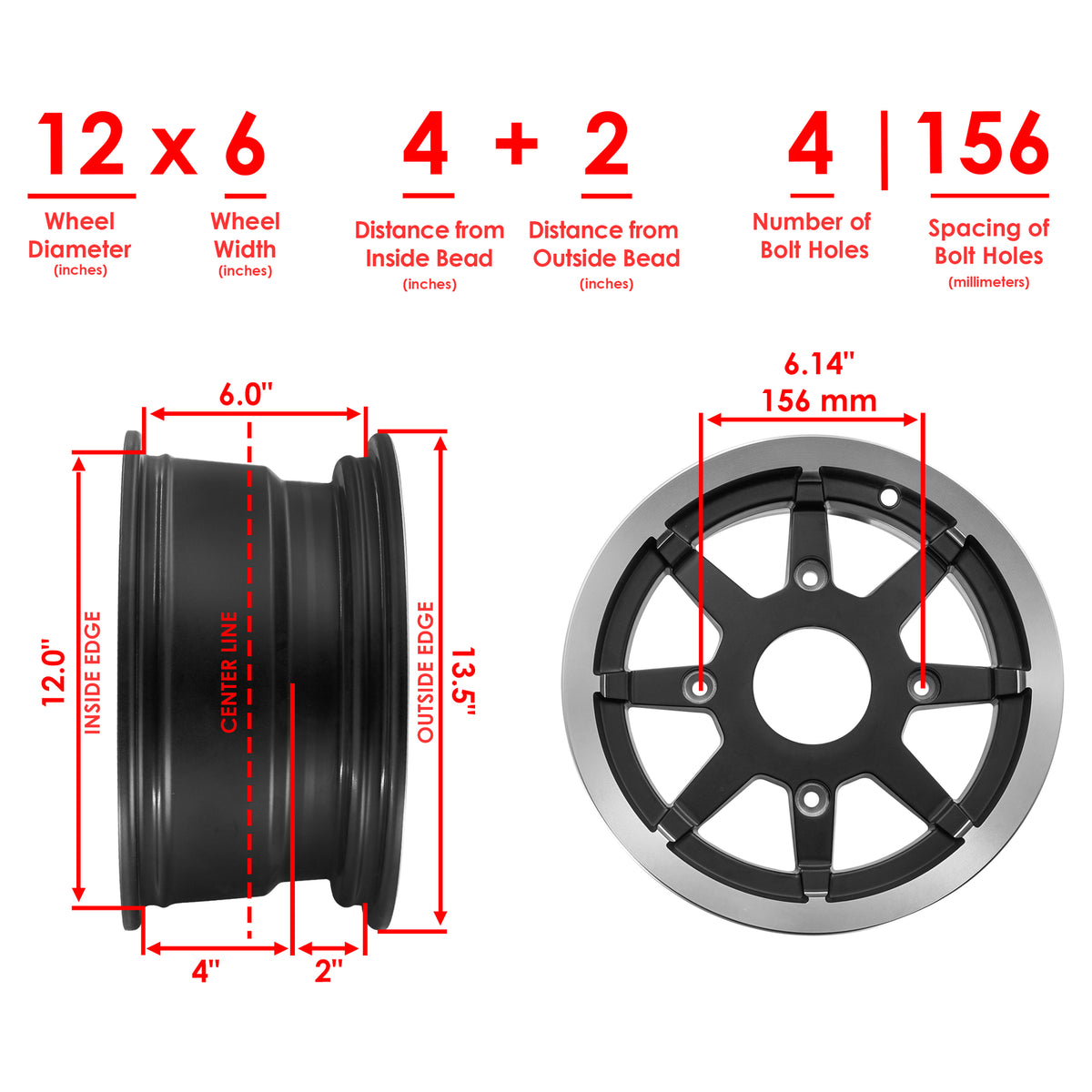 Front Wheel Rim Replacement Left or Right for Polaris RZR 800 (2009–2010)
