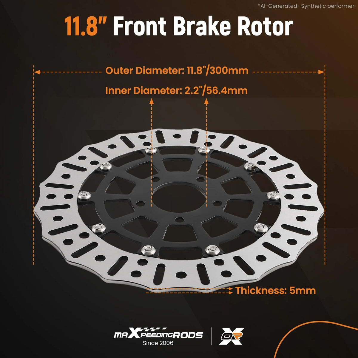 2X Black Front Rotor Disc for Harley-Davidson Road King (2008–2021) 299mm