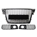 Front Grill Set with Honeycomb Fog Light Covers for Audi A4 (2009–2012)