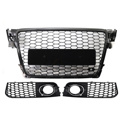 Front Grill Set with Honeycomb Fog Light Covers for Audi A4 (2009–2012)