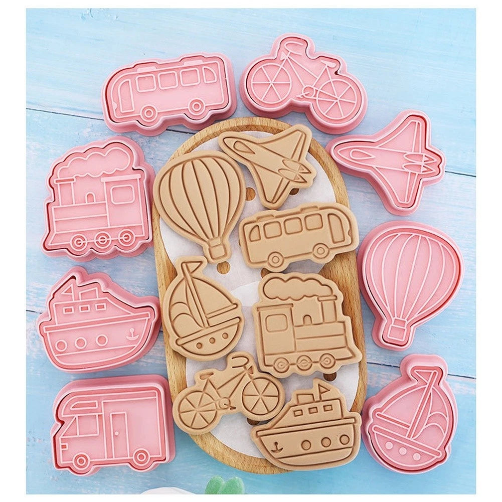8-Piece Vehicle Theme Cookie Cutters Set - Train, Ship, Airplane