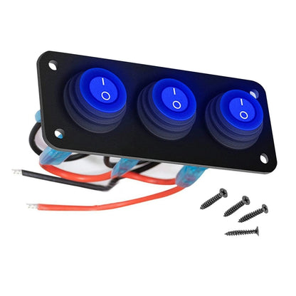 3 Gang Toggle Switch Panel for Car Truck Boat (12V 20A, Waterproof)
