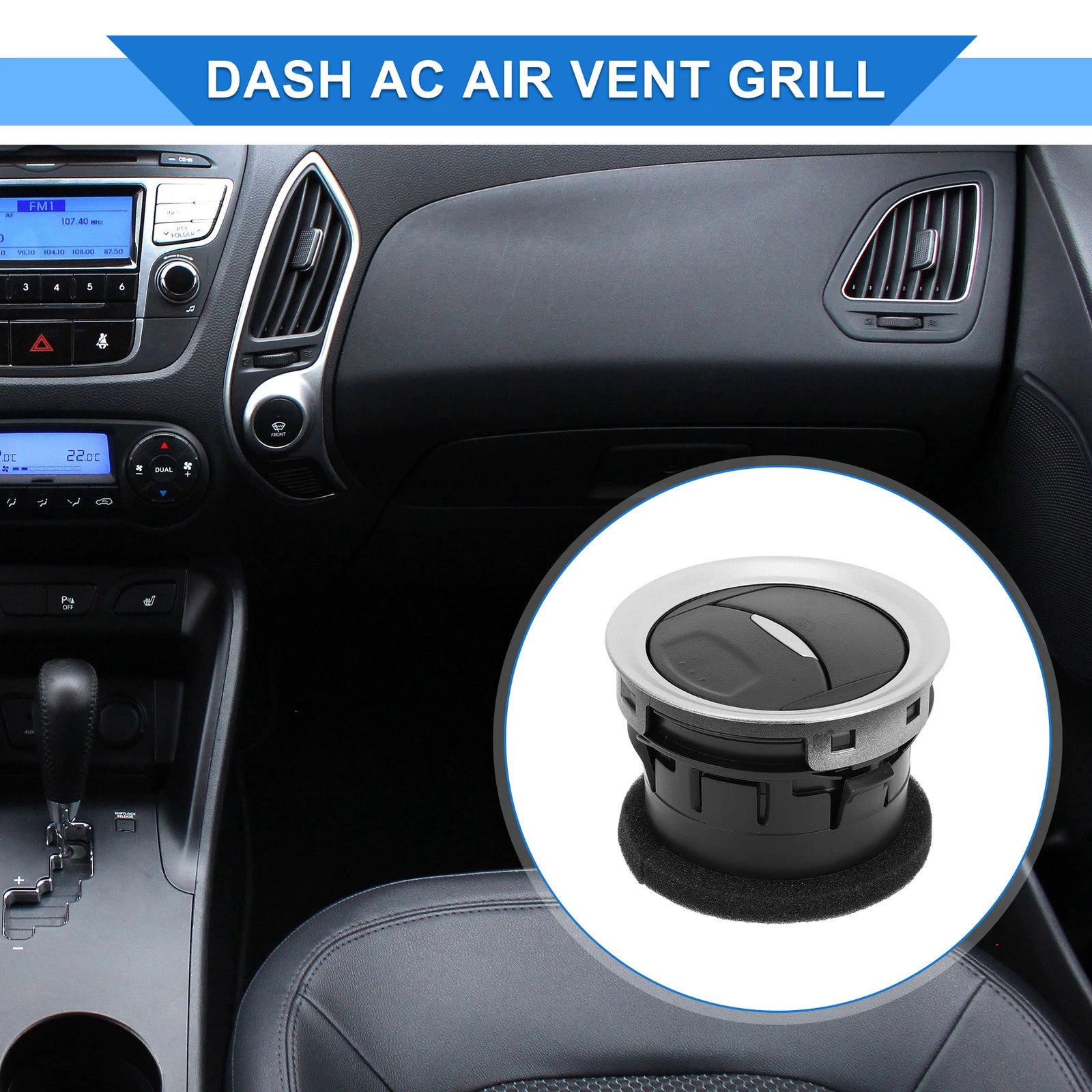 2X Center Dash A/C Outlet Air Vent Panel for Ford Fiesta (2013–2016)