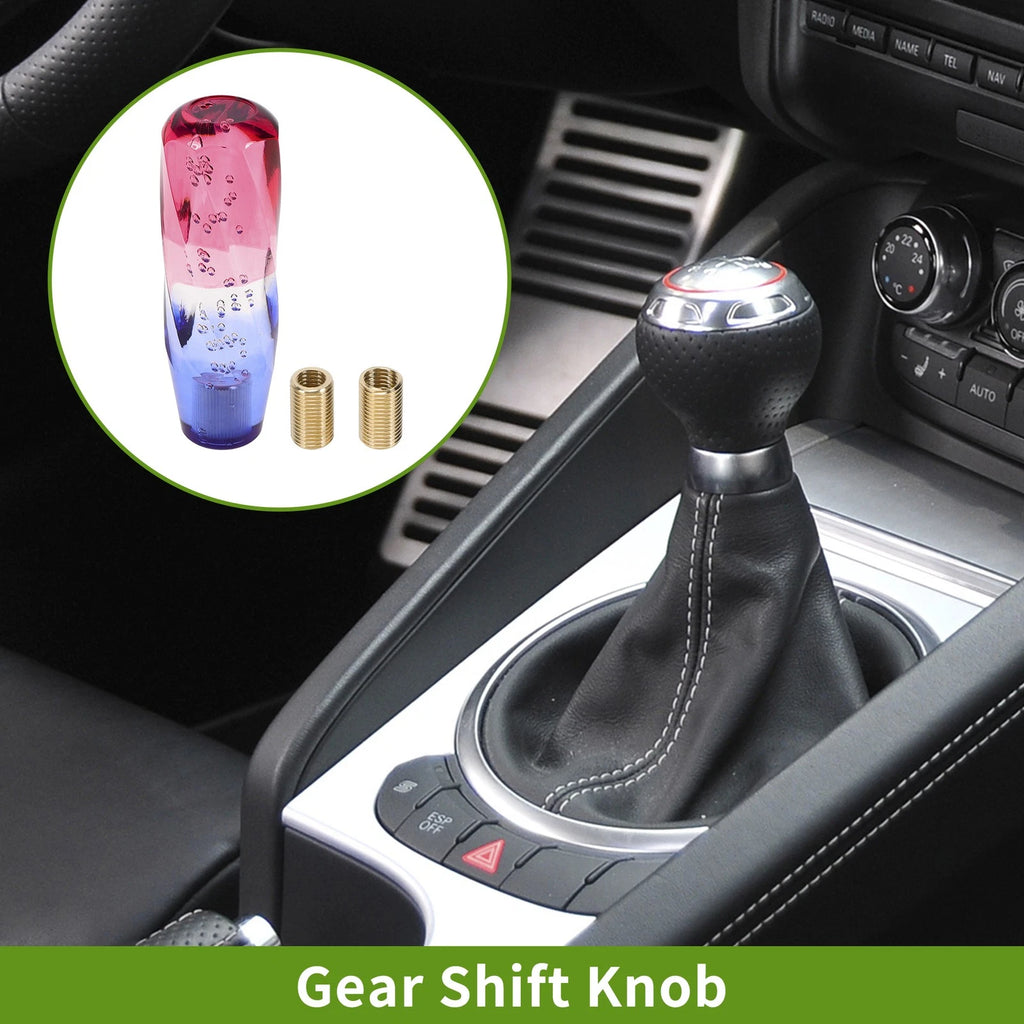 Crystal Shift Knob with 2 Adapters for Universal Fit (15cm, Red White)