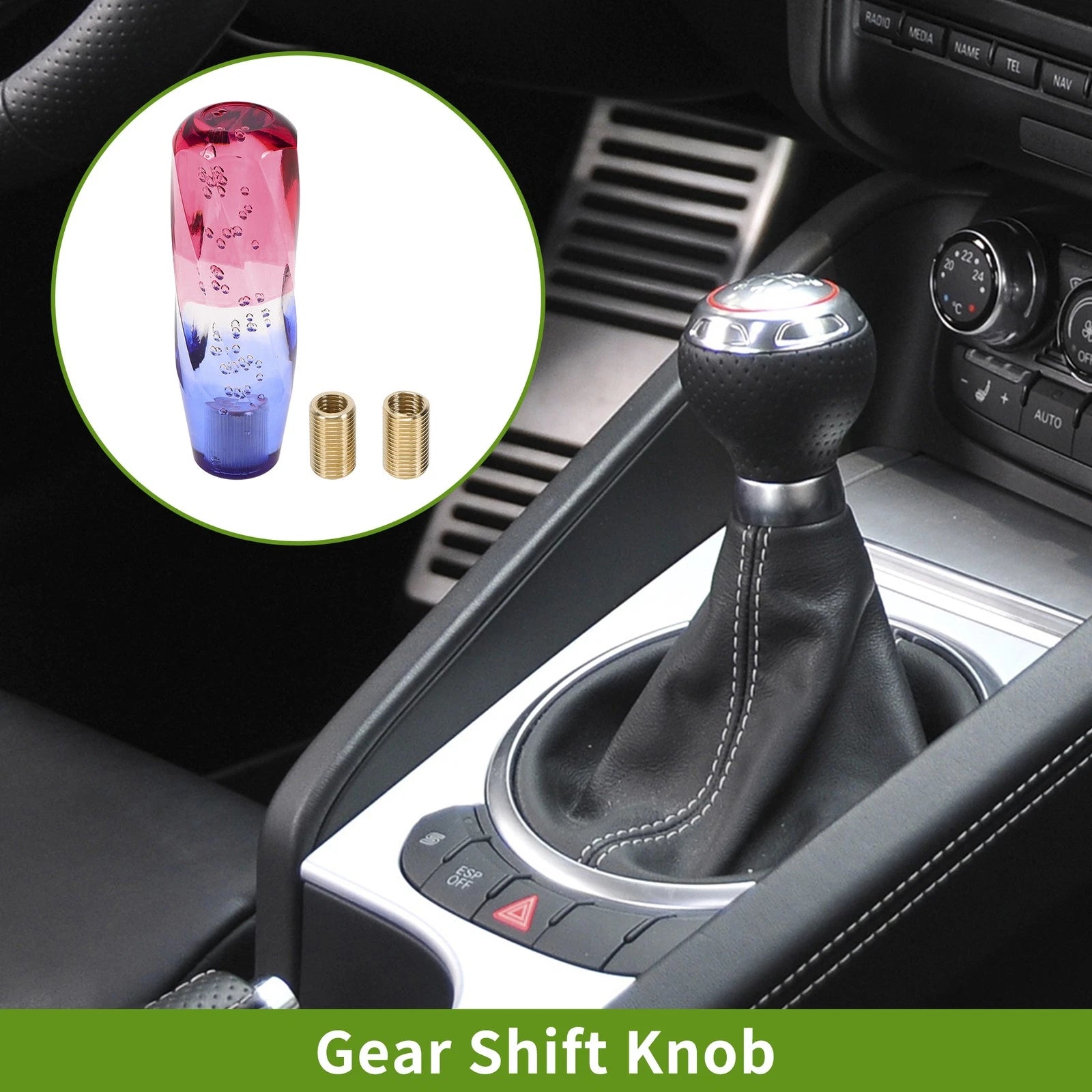 Crystal Shift Knob with 2 Adapters for Universal Fit (15cm, Red White)