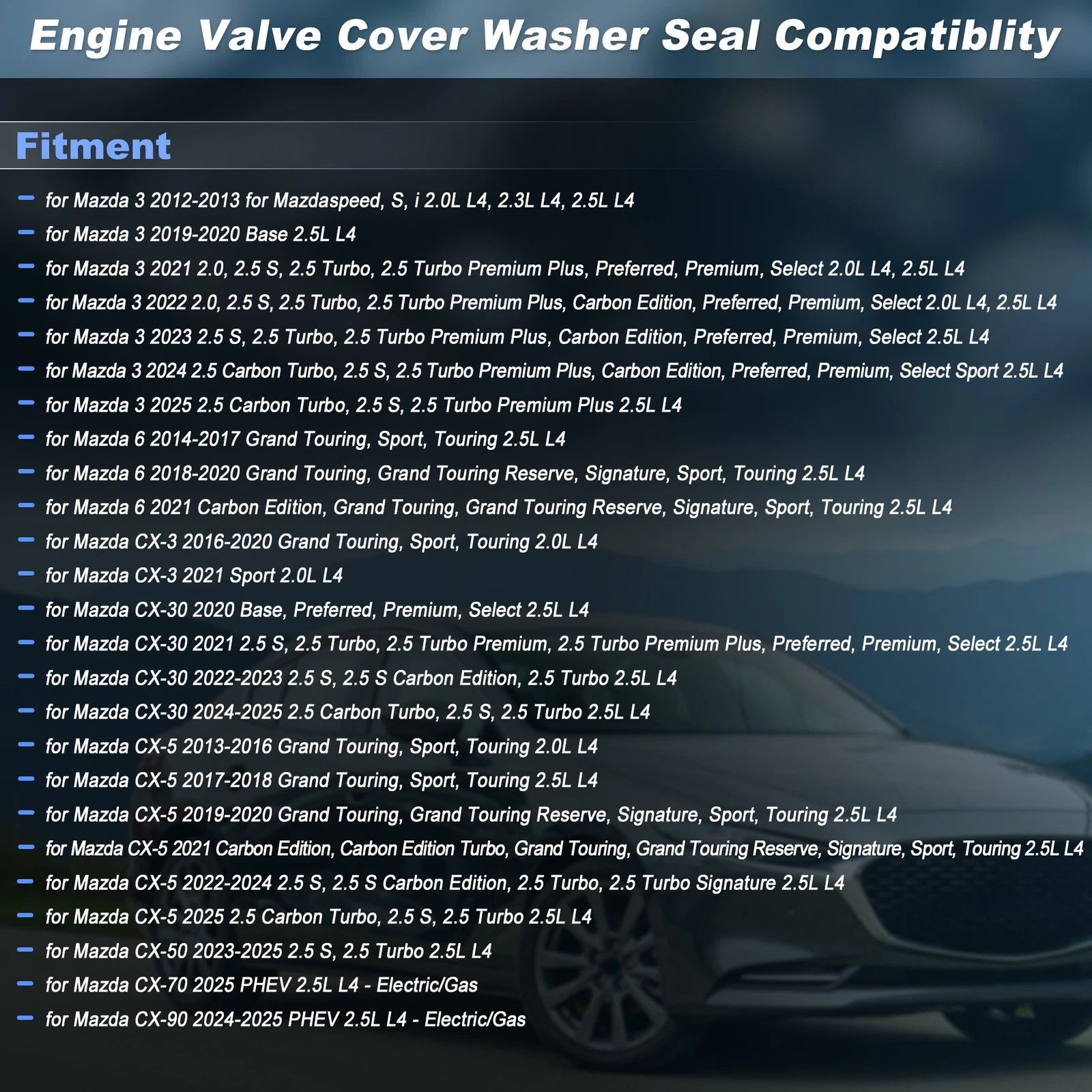 Engine Crankshaft Seal Replacement for Mazda 3 6 CX-3 (2012–2018)