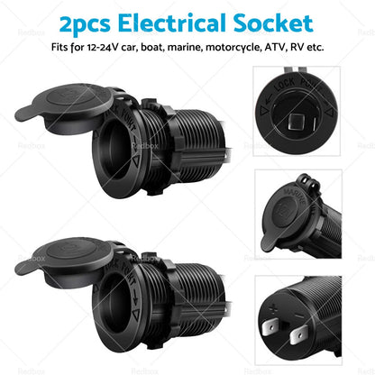2X Waterproof 12V Car Cigarette Lighter Socket USB Charger Adapter