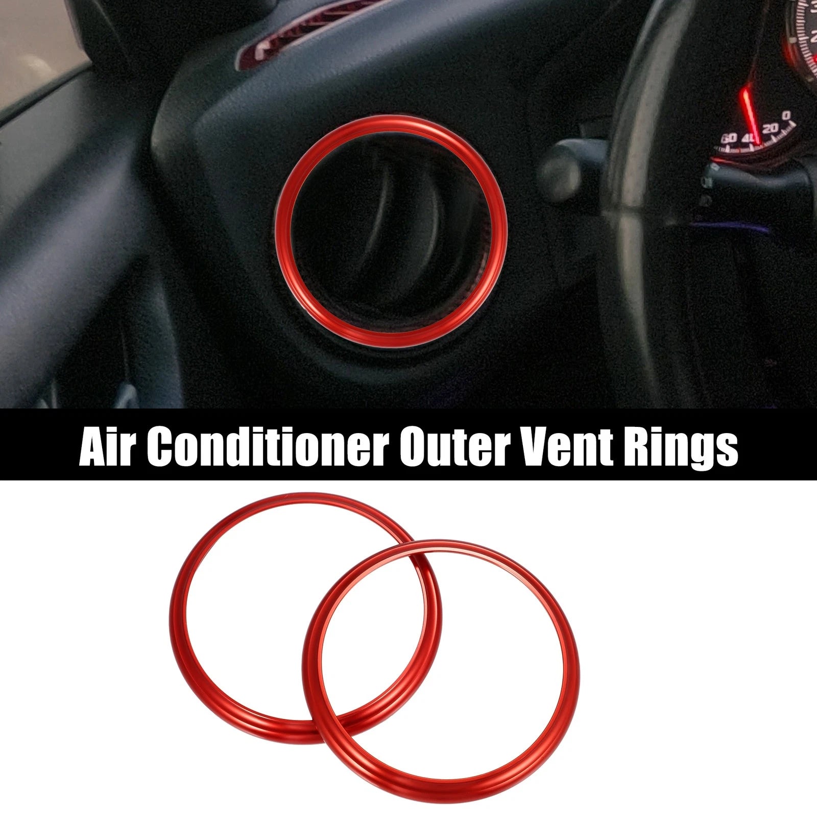Air Conditioning Outer Vent Ring Trim Cover Set for Toyota Subaru (Red)