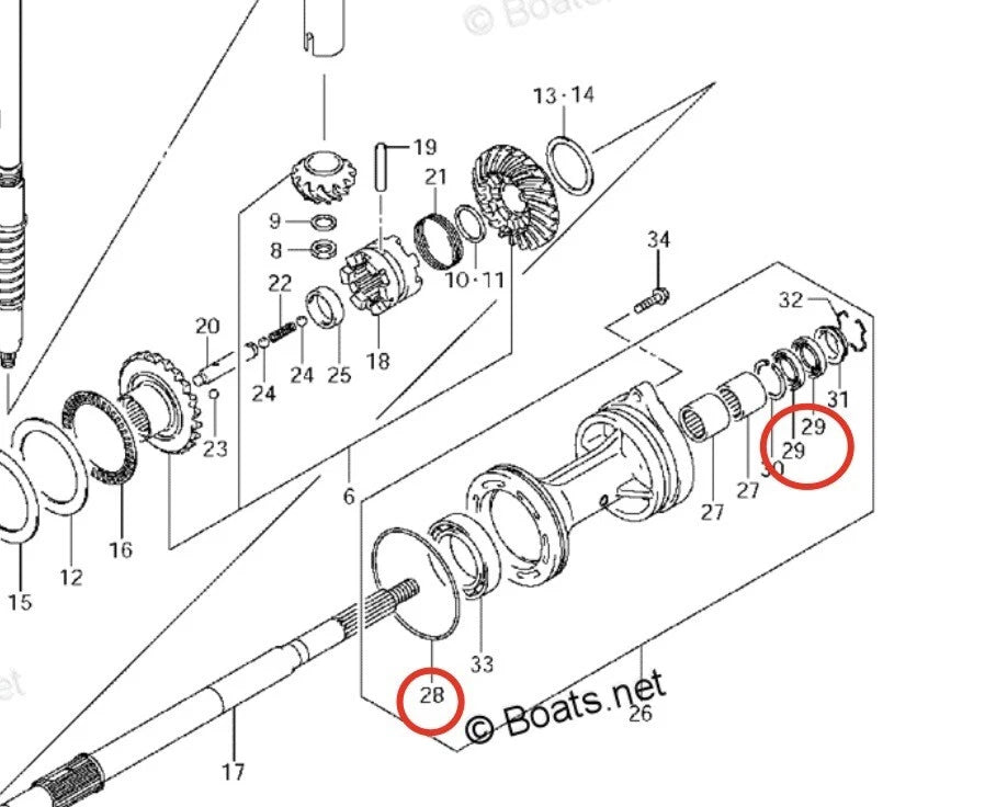 Lower Unit Seal Kit for Suzuki 4-Stroke 150/175/200/250/300 HP (09282-30006)