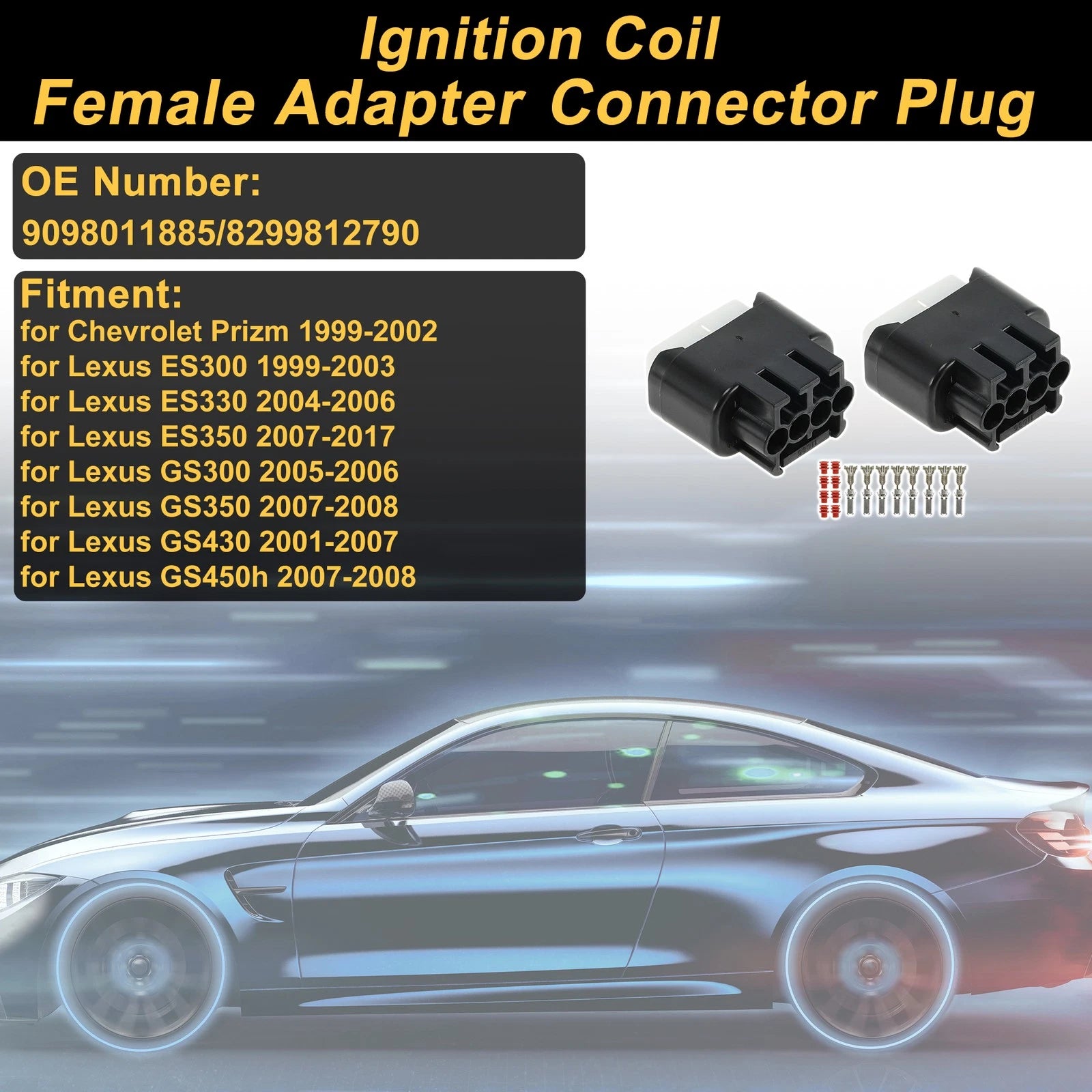 Ignition Coil Connector Plug 4 Pin Female Adapter for Chevrolet Prizm (1999–2002)