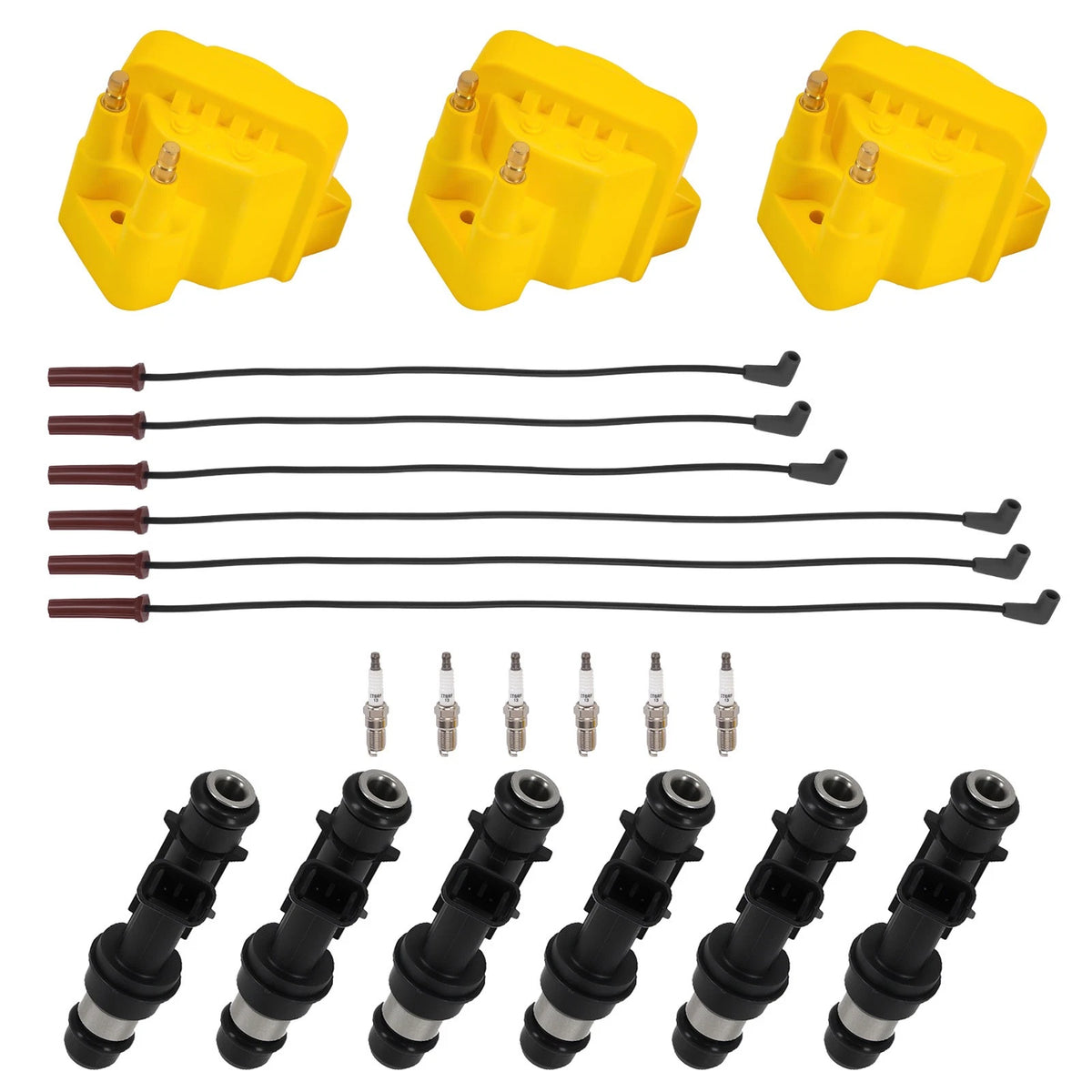 Fuel Injectors, Ignition Coils, Spark Plugs Wire Set for Pontiac Aztek (2001–2005)