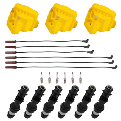 Fuel Injectors, Ignition Coils, Spark Plugs Wire Set for Pontiac Aztek (2001–2005)