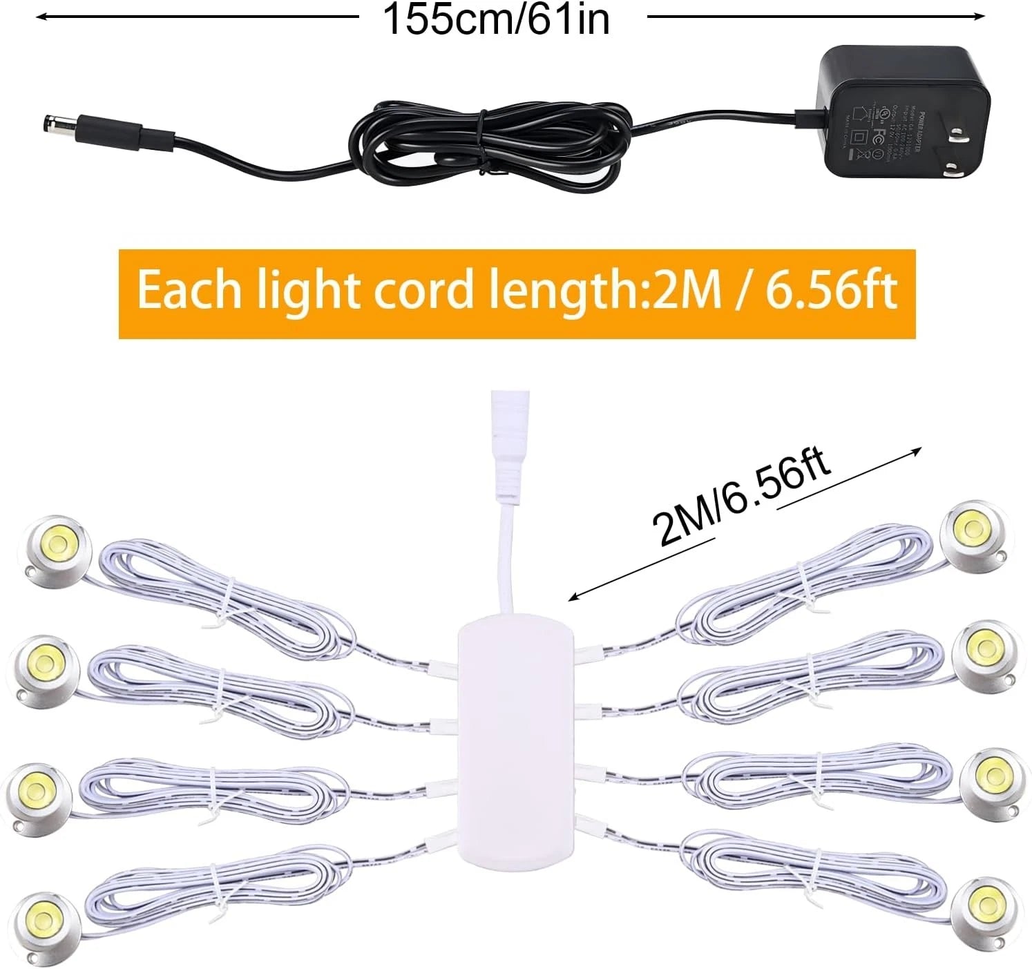 8X Dimmable LED Mini Spotlight for Jewelry Showcase Display (3000K)