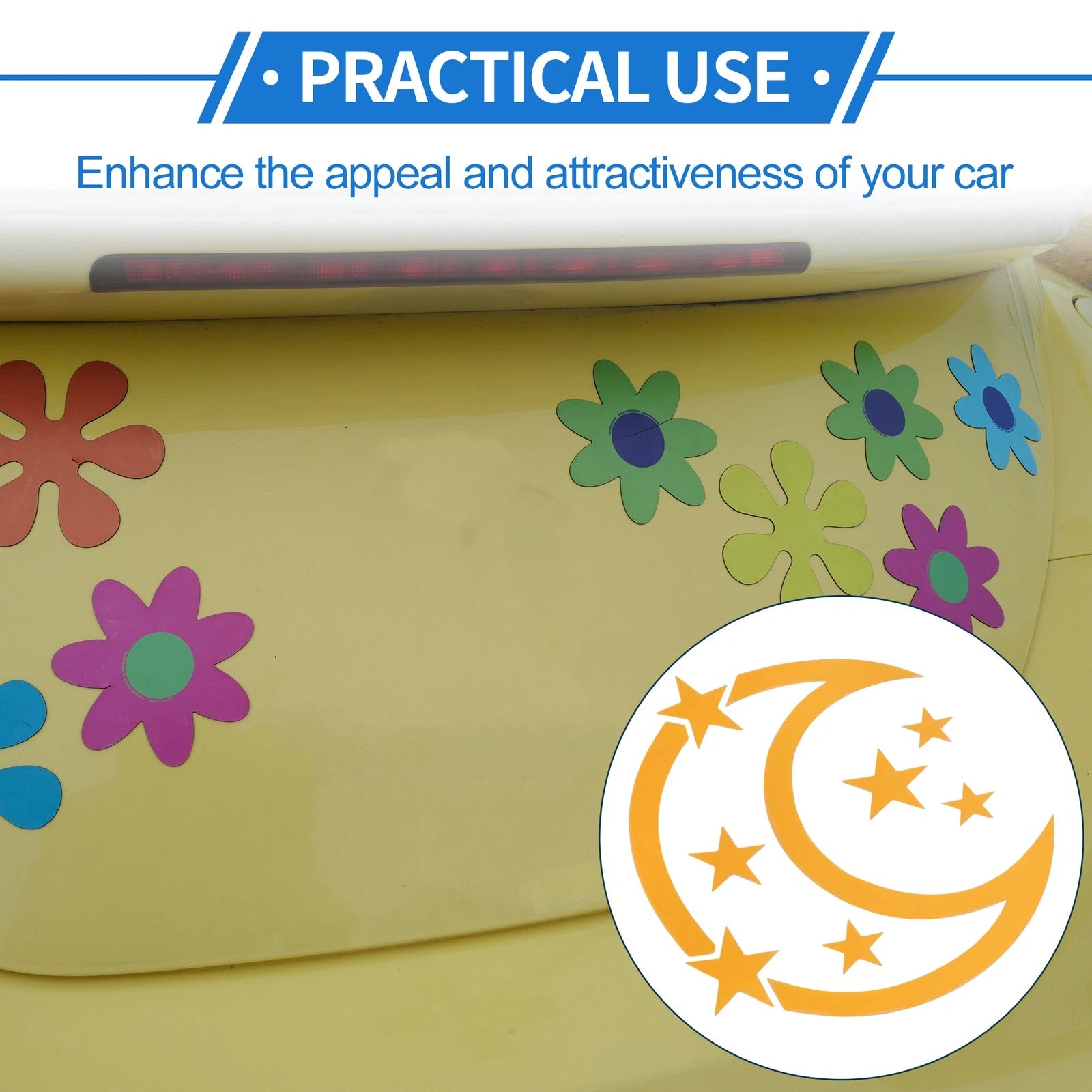 Reflective Bumper Decal for - Yellow Moon & Stars