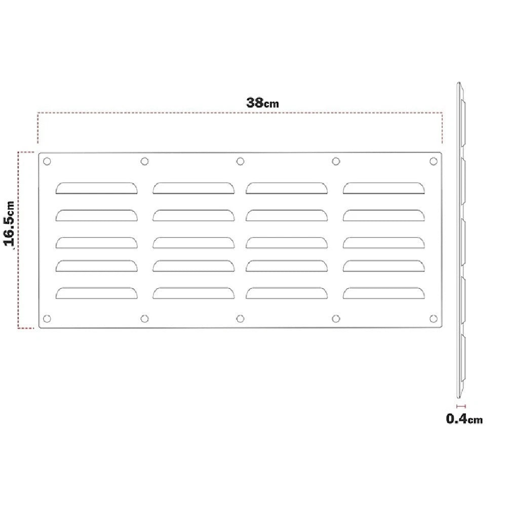 Stainless Steel Grill Vent Panel for Outdoor Kitchen (38 x 16.5 x 0.4cm)