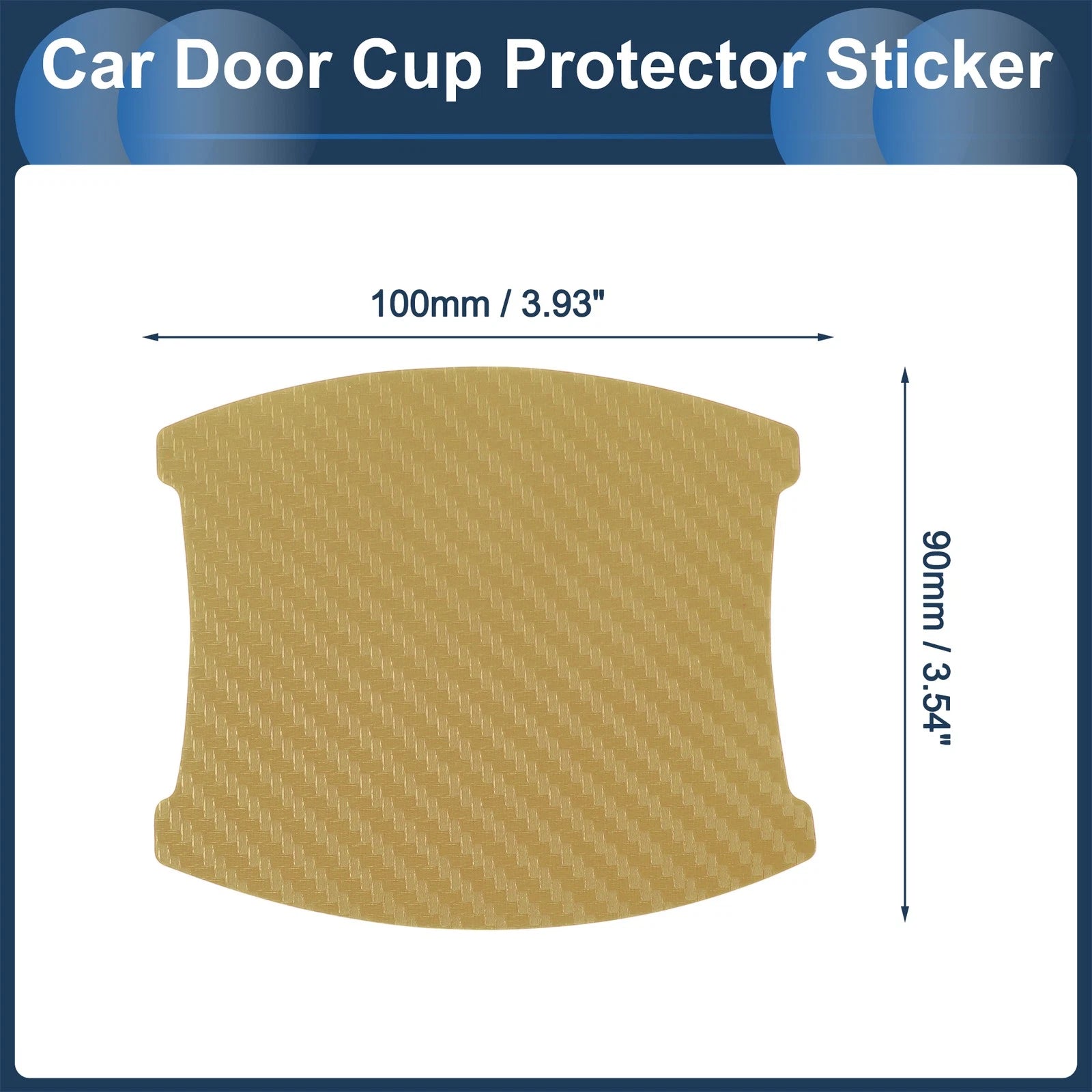 3D Car Door Handle Scratch Protector for Universal Vehicles (90x100mm) Gold Tone