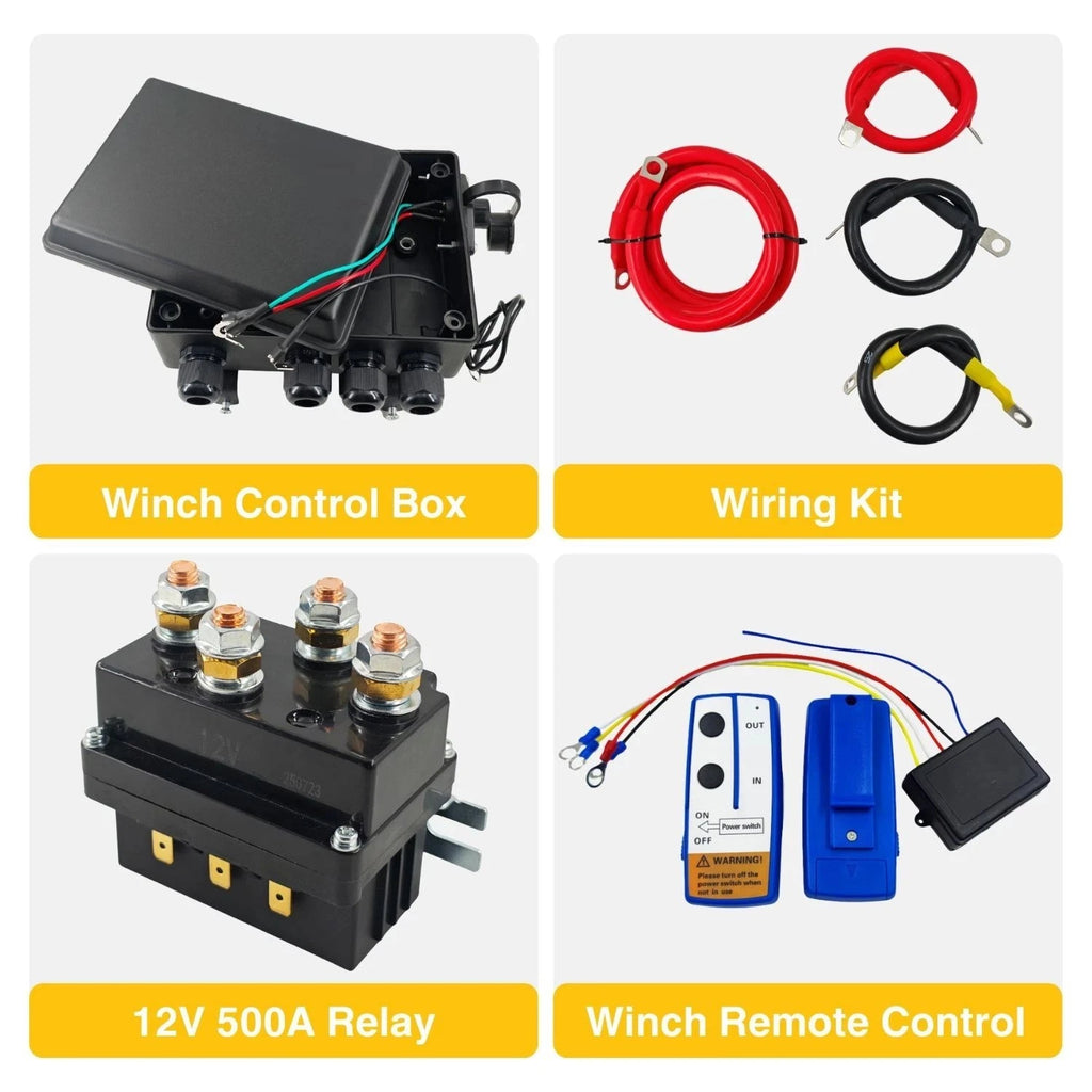 12V 500A Winch Contactor Relay Set w/ Control Box for ATV UTV