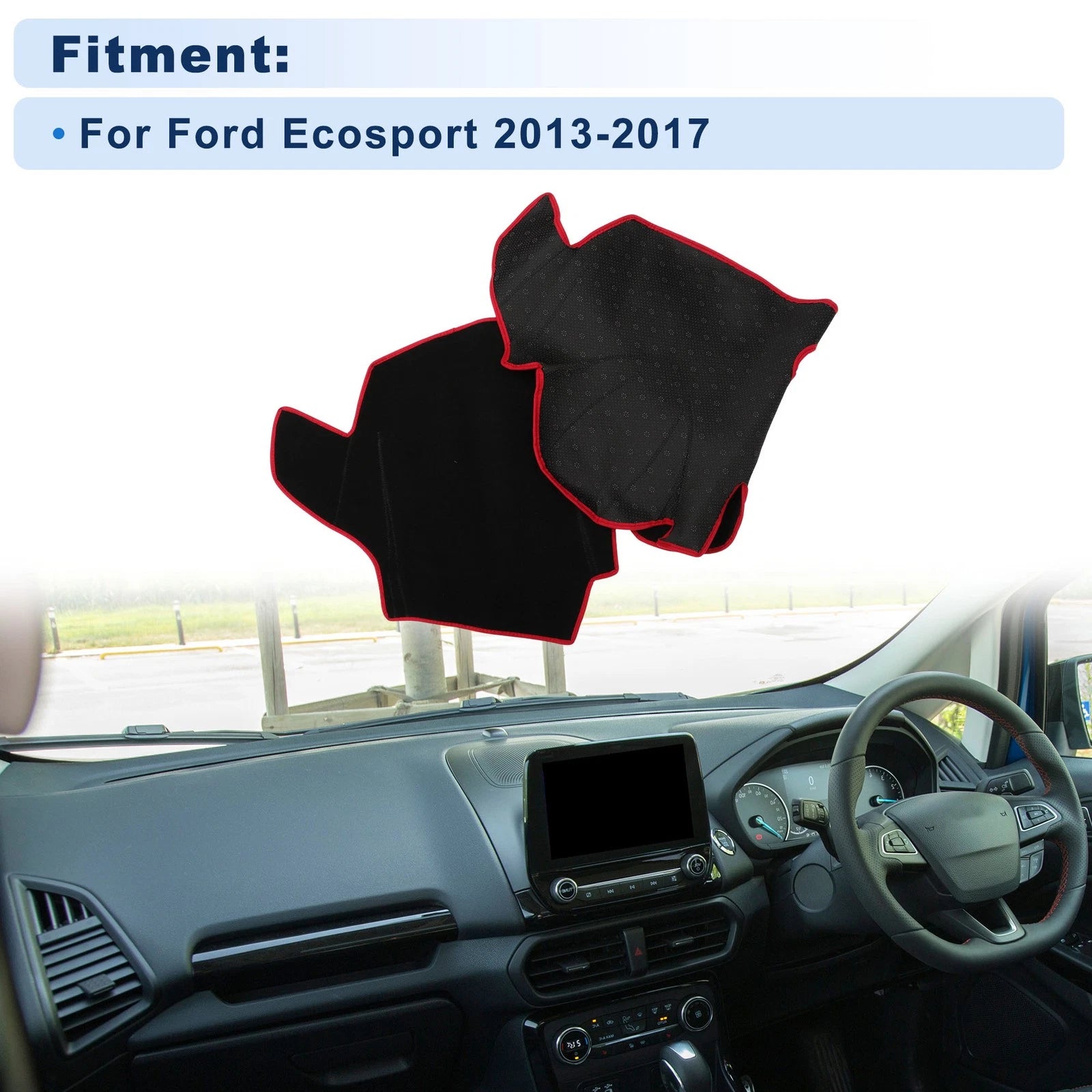 Dash Cover for Ford Ecosport (2013–2017) Polyester Black Red Edge Set