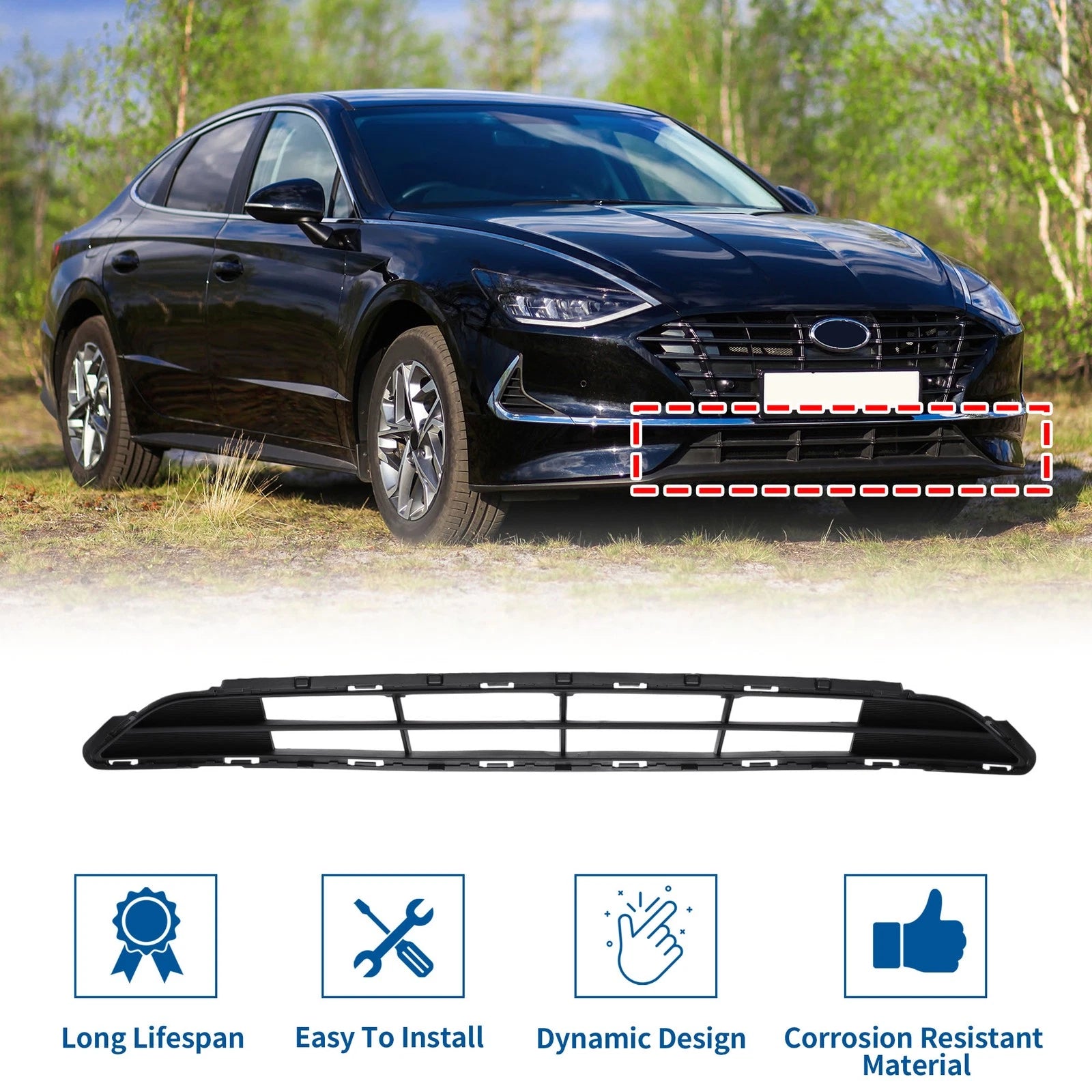 Front Lower Grille for Hyundai Sonata (2015–2017) Bumper Grille Replacement