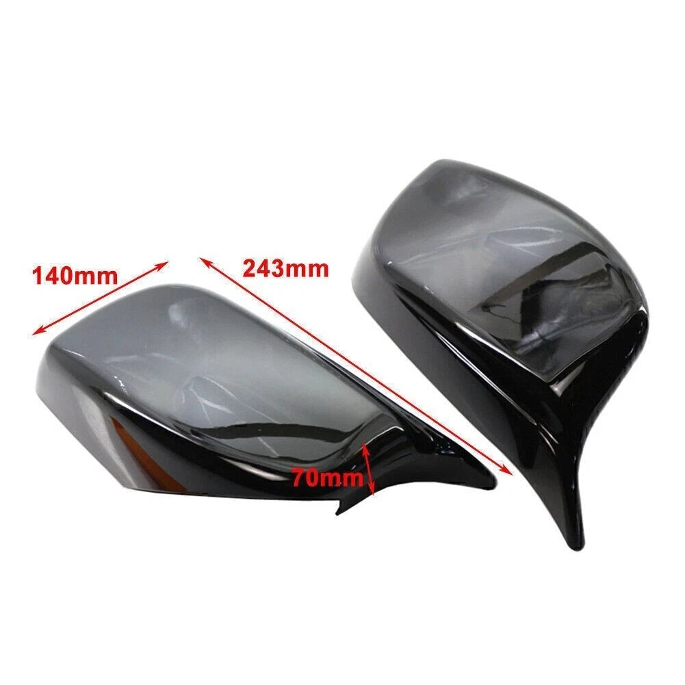Pair Glossy Black Rear View Mirror Cover Shell for BMW E60 E61 (2004–2007) 51167078359, 51167078360