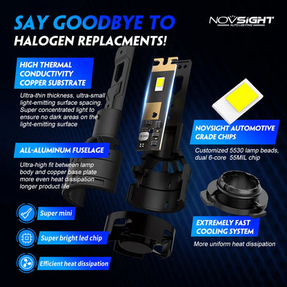 2X NOVSIGHT 9005/HB3 LED Headlight Kit Bulbs 6500K for Universal Fit (2010–2023)